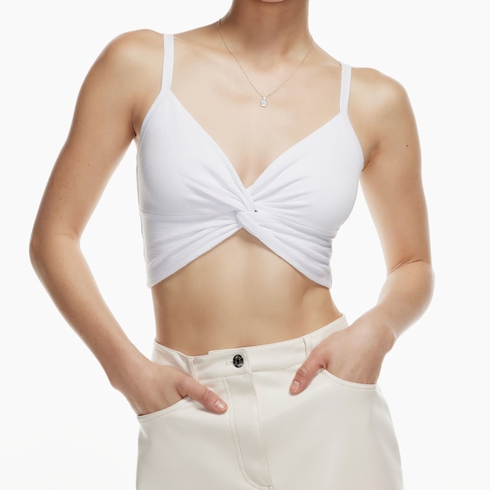 Aritzia: Babaton White Front Twist Crop Top